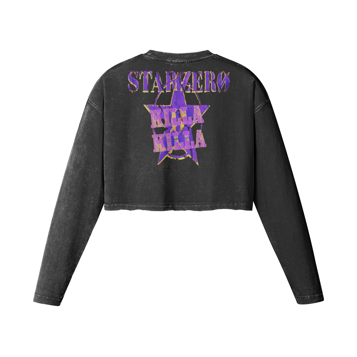 260GSM Women's Raw Hem Long Sleeve Crop Top