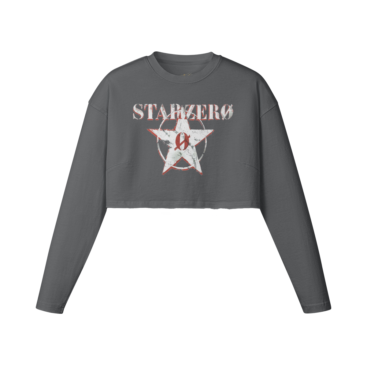 260GSM Women's Raw Hem Long Sleeve Crop Top